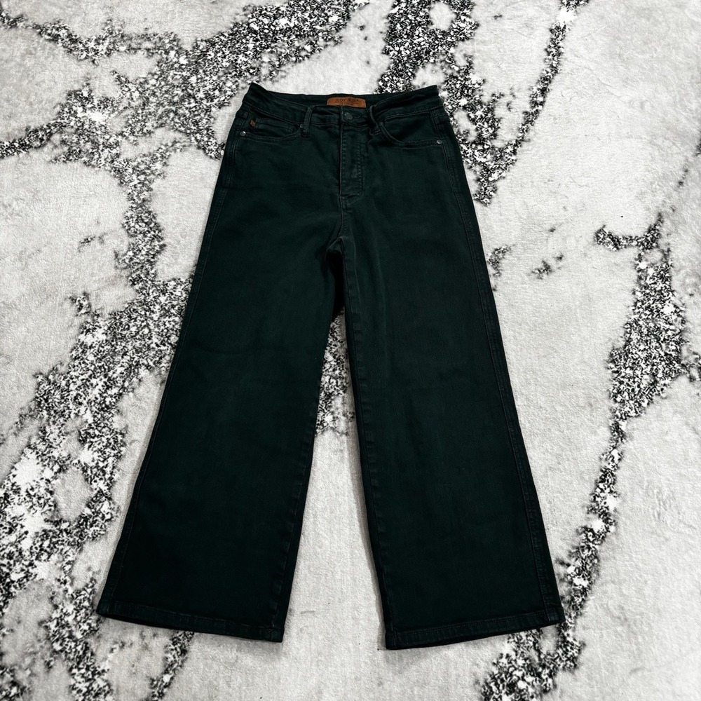 Judy Blue Green Wide Leg Jeans Women's Size 5/27 High Rise Stretch Denim